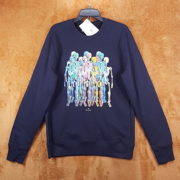 PAUL SMITH Sweatshirt Mens Small Navy Pullover Crew Regular Fit Skull $175 - Picture 1 of 9